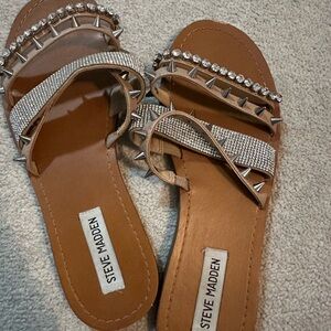 Steve Madden Brown and Silver Studded Sandals